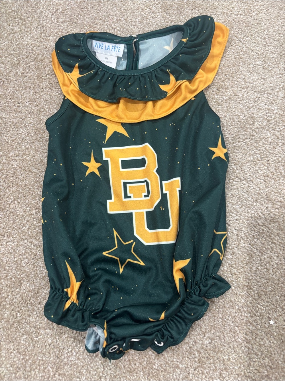 Vive La Fête Dark Green & Gold Baylor Logo Romper